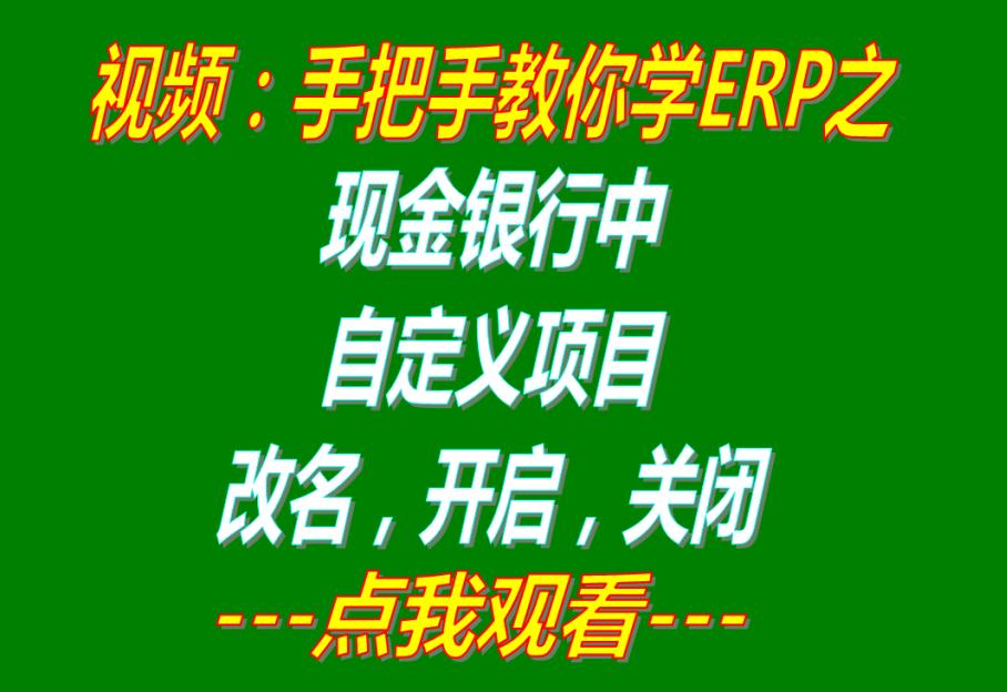 記公司內(nèi)賬帳用的現(xiàn)金銀行財(cái)務(wù)支出收入等自定義項(xiàng)目的關(guān)閉開啟與名稱修改